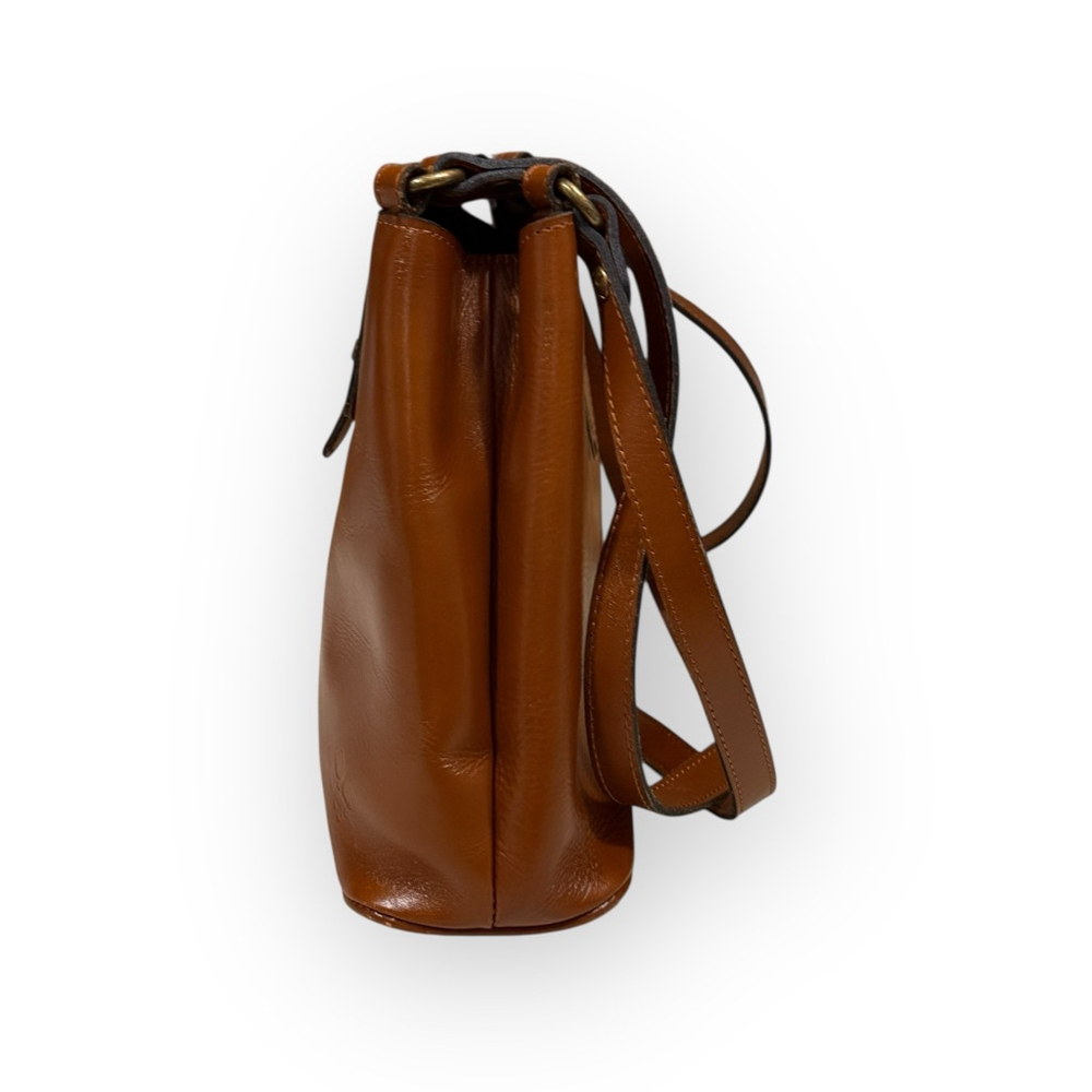 Patricia Nash Larone North South Crossbody Bag Cognac Brown Leather Gold Bar​ - Picture 6 of 11